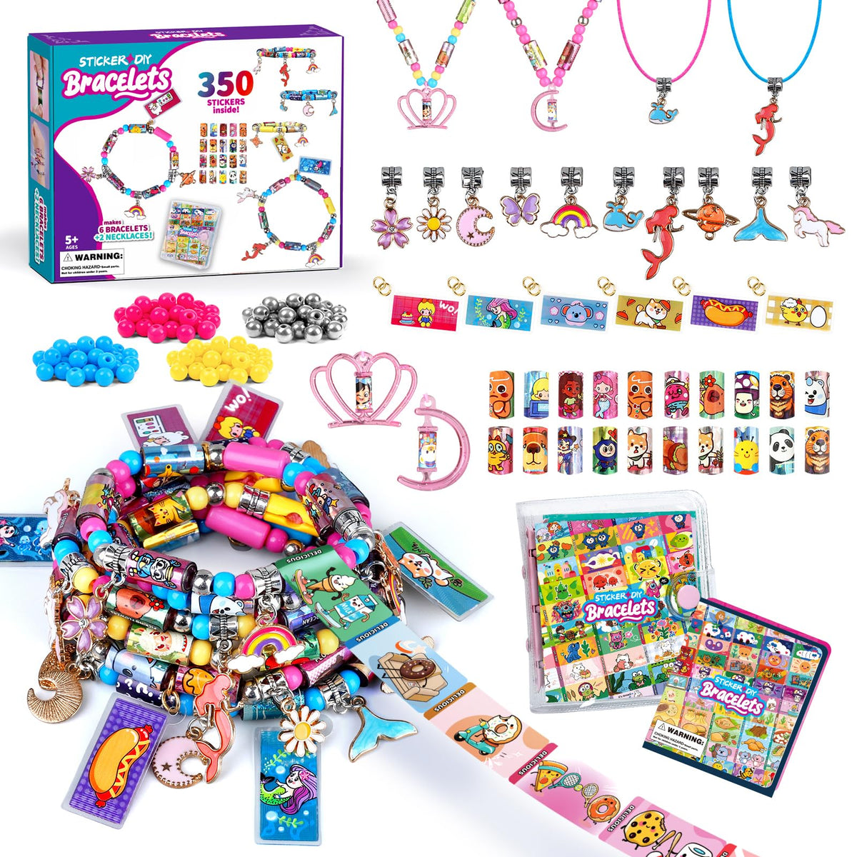 JHTIGRE DIY Sticker Bracelet Maker kit main set with colorful beads for creative jewelry.