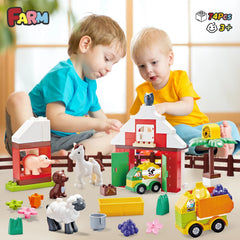 JHTigre animal bricks bring horse, sheep, pig, dog and owl to life in play.