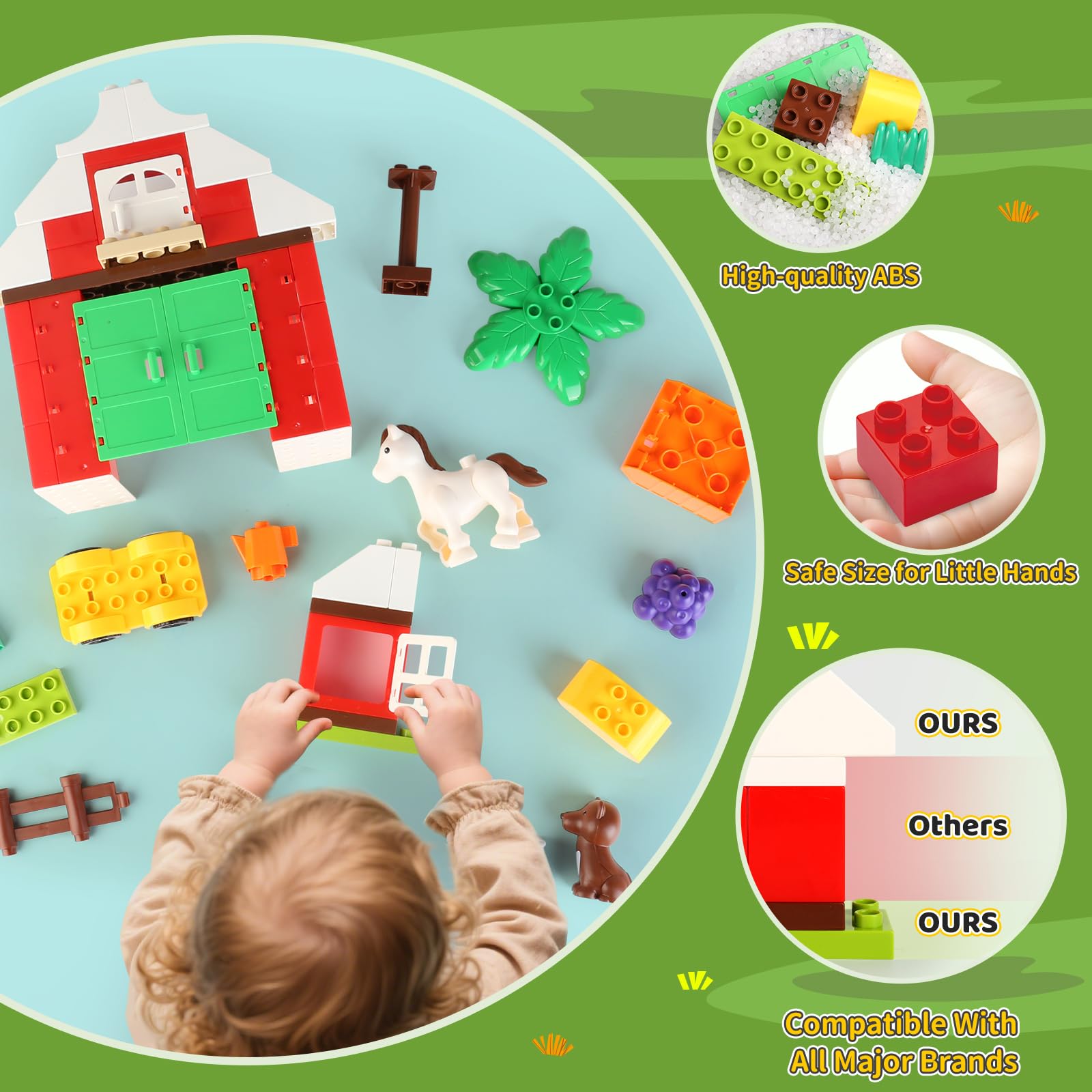 JHTigre farm bricks include fences and trees for complete scene building.