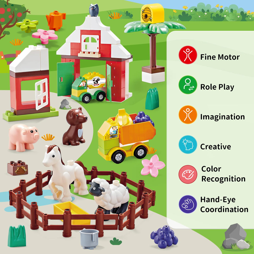JHTigre bricks and truck promote pretend deliveries and narrative farm scenarios.