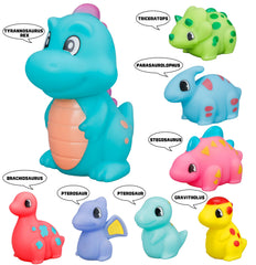 JHXXXL 8-pack dinosaur bath toys glow automatically while submerged for sensory play.