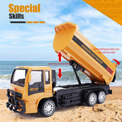 Jiakora dump truck shown in indoor and outdoor play environments