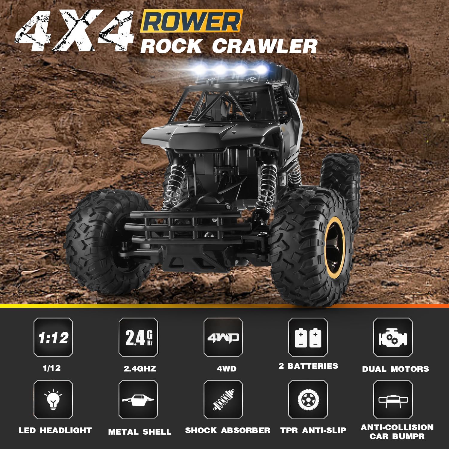 Jiakora RC Car 1:12 independent suspension with metal shocks absorbs bumps