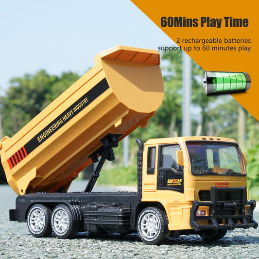 Jiakora RC dump truck with two rechargeable batteries for longer play sessions