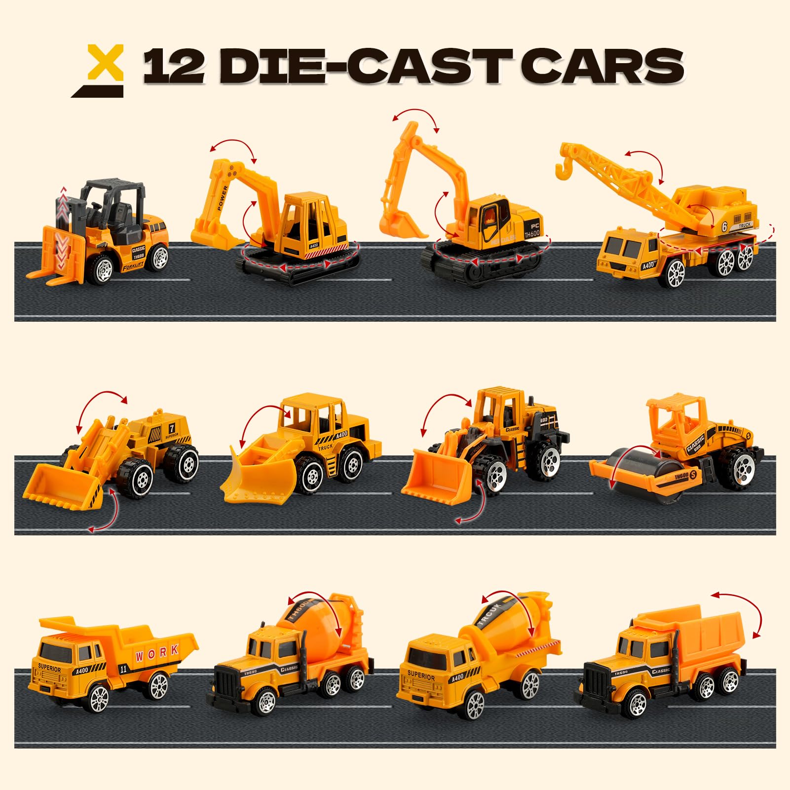 Rotating joints on Jiakora vehicles for versatile pretend construction