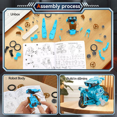 Jiakora robot kit parts layout showing modular components for creativity