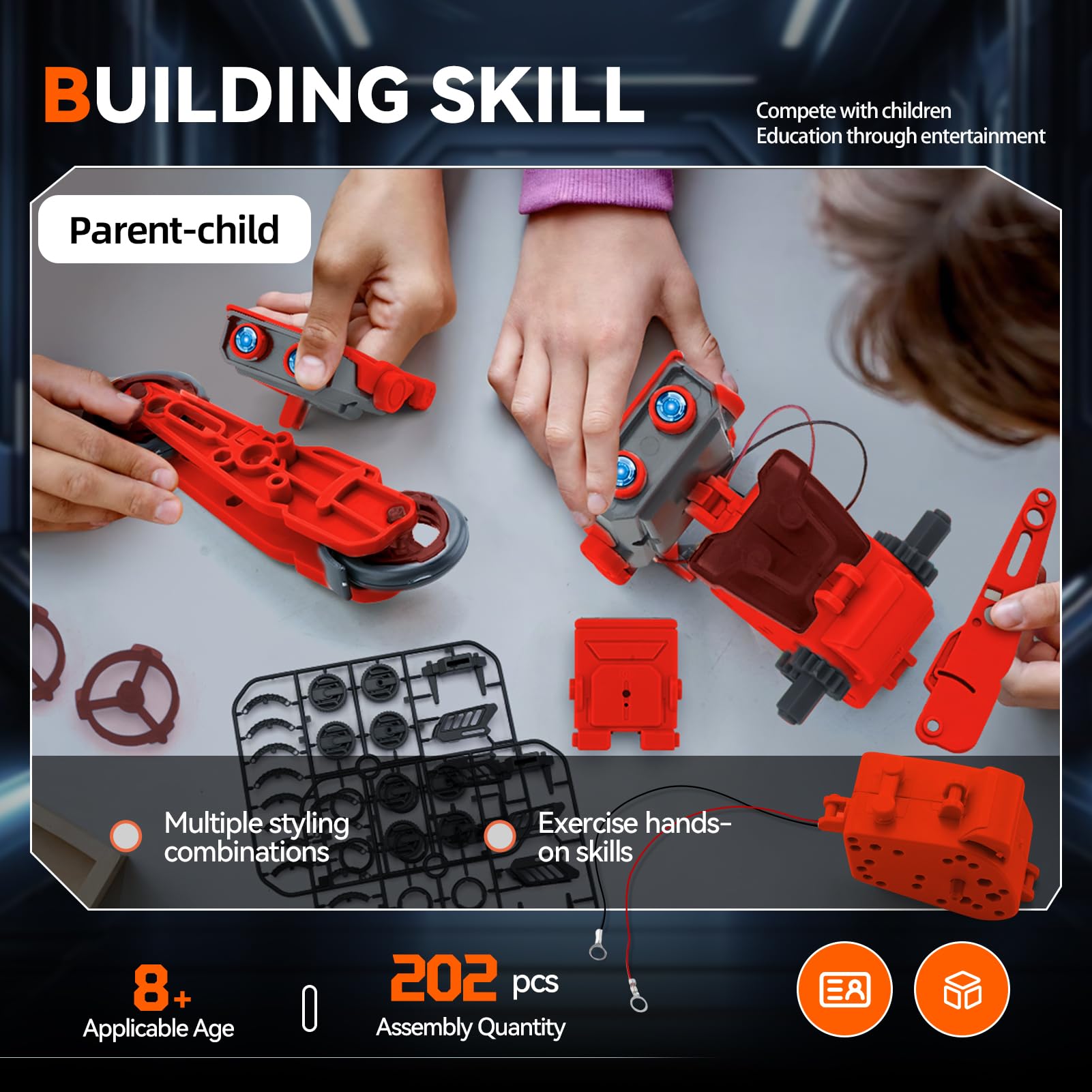 Jiakora STEM tank construction shows durable chassis for imaginative play.