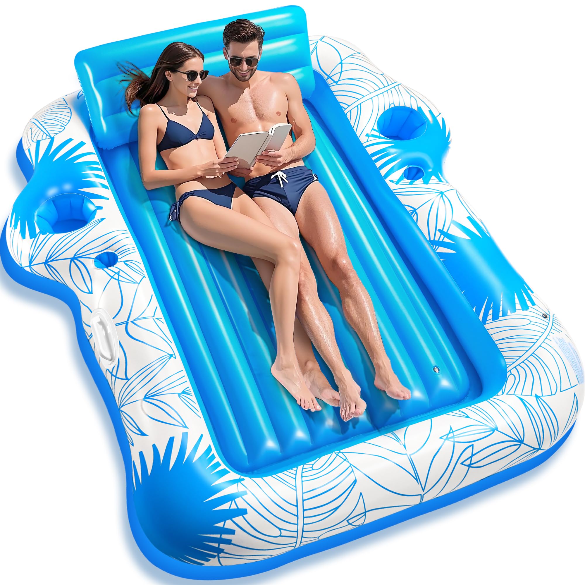JIANYHW inflatable adult tanning pool lounger 85x71 inches for comfortable sunbathing and lounging.