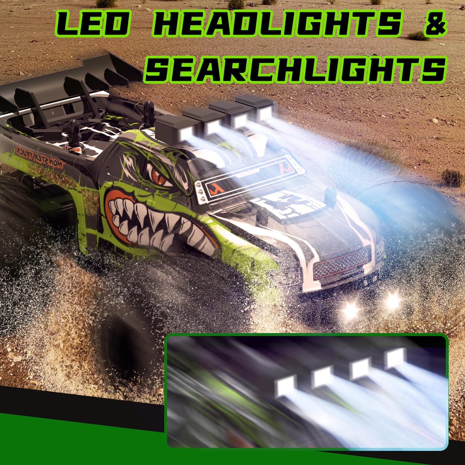 JICIFU Dino RC Monster Truck side drive for fast off-road fun