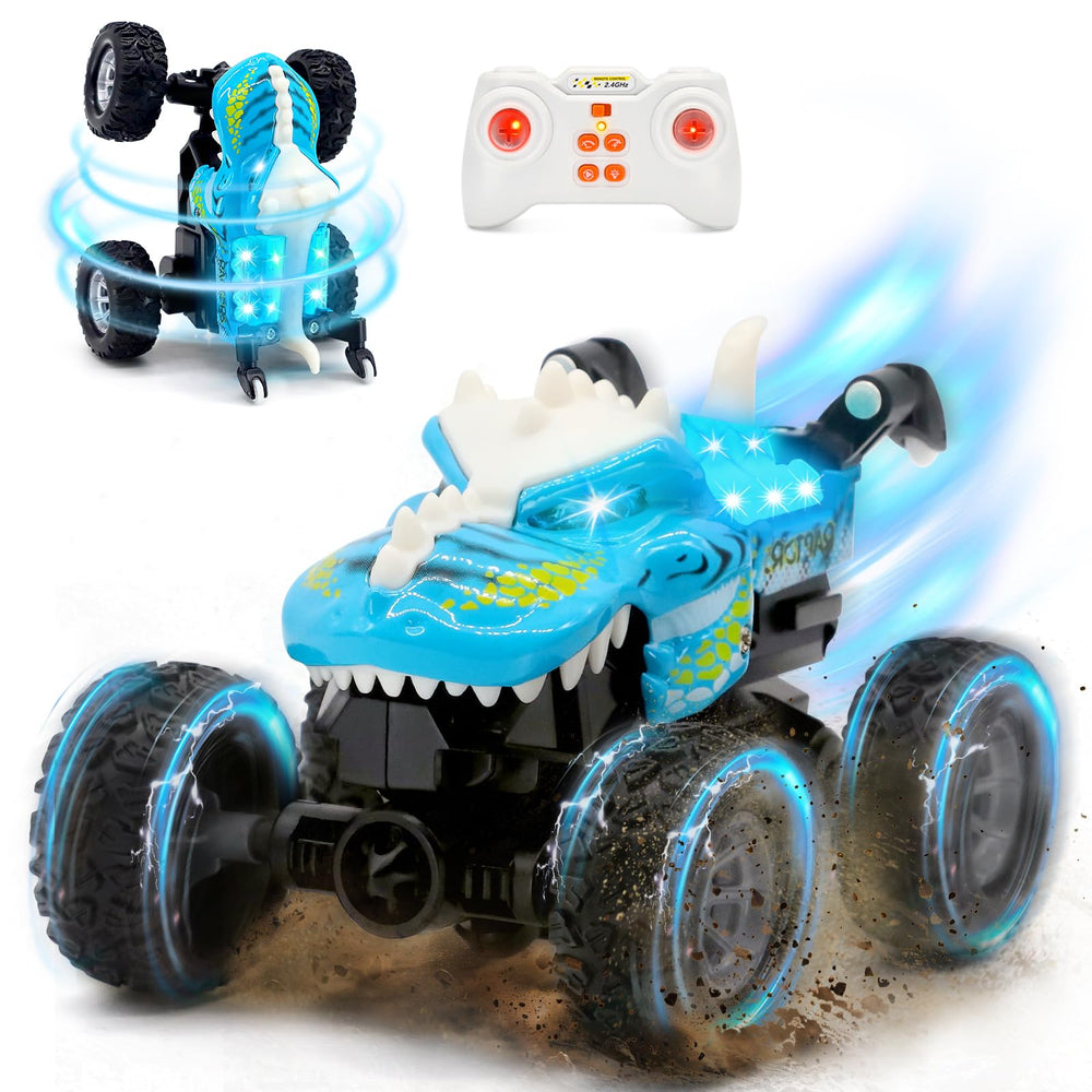 JICUICUI Dinosaur Monster Truck with LED headlights for action-packed play sessions.