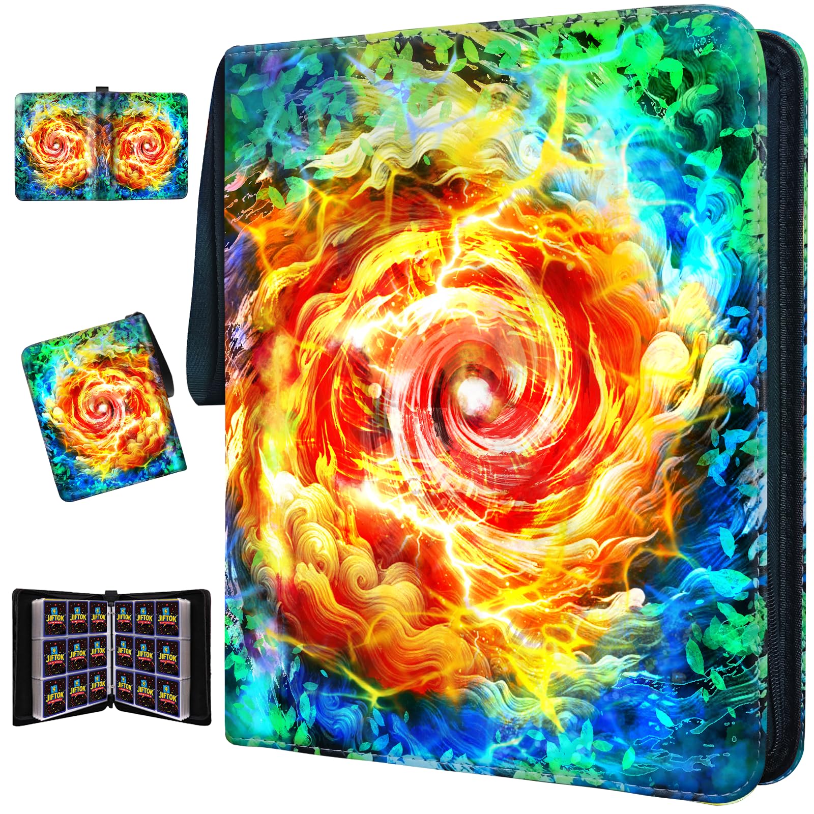 JIFTOK trading card binder with 9-pocket front view for easy access
