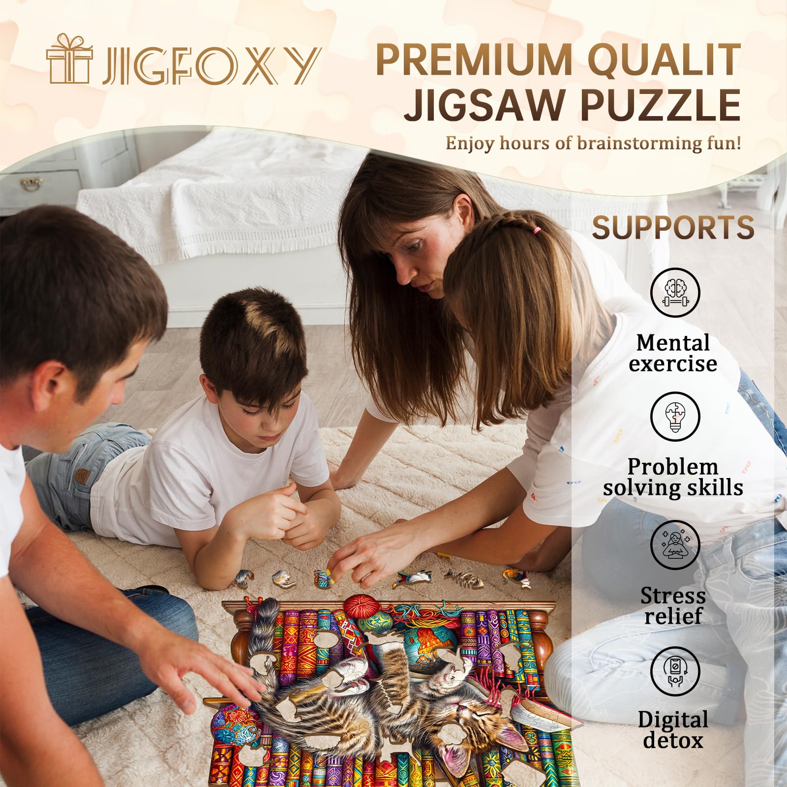 Jigfoxy bear shaped wooden puzzle for adults, a charming display after completion