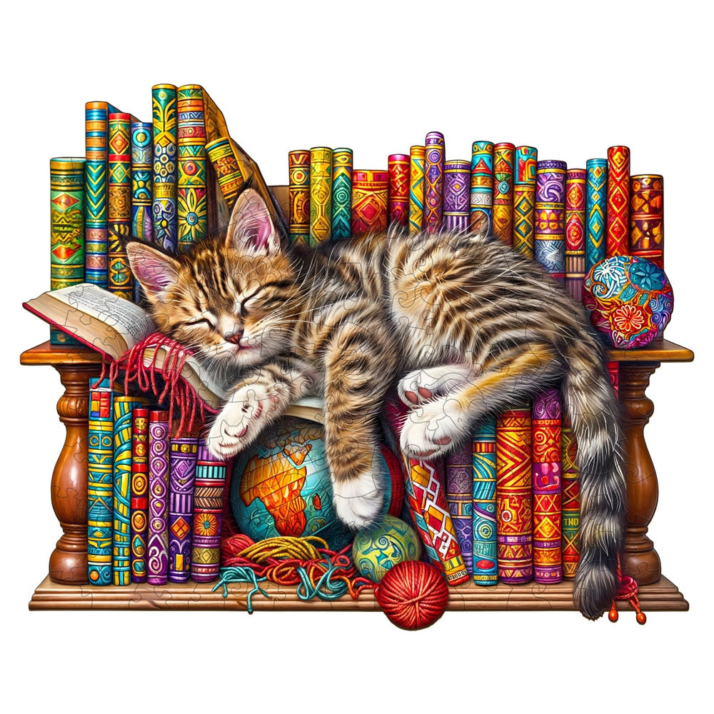 Jigfoxy cat shaped wooden puzzle for adults, ideal for mindful evenings