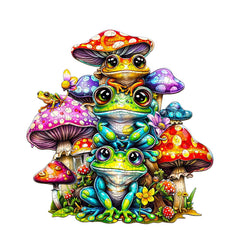 Jigfoxy frog family wooden puzzle assembly, enhances focus during quiet evenings