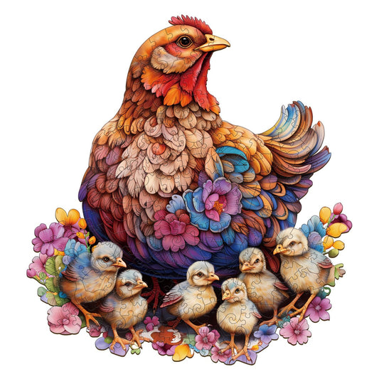 Jigfoxy Hen and Chicks puzzle: charming adult-friendly scene for collaborative family puzzle time