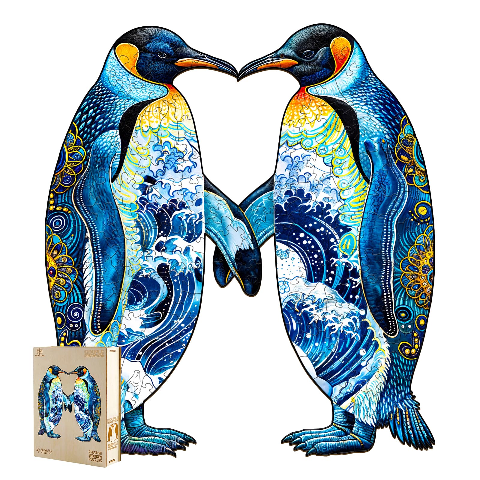 Jigfoxy Penguin Wood Puzzle 110 pieces for focused adult puzzling and relaxation