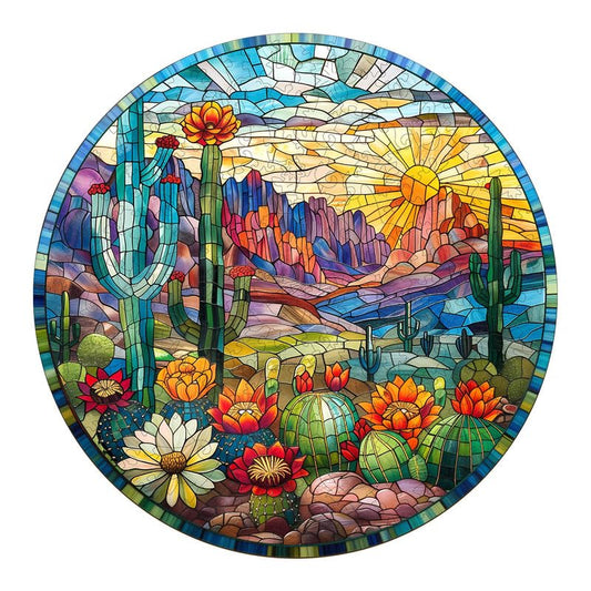 Jigfoxy stained glass cactus puzzle for adults promotes calm focus and engagement.