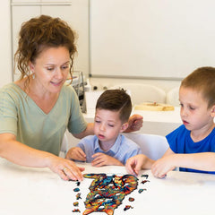 Jigfoxy wooden animal puzzle monkey-shaped—compact size fits tabletops and shelves elegantly.