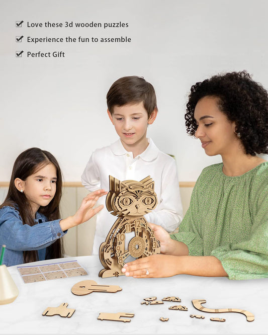 JigToy cat clock puzzle dial detail showing playful design