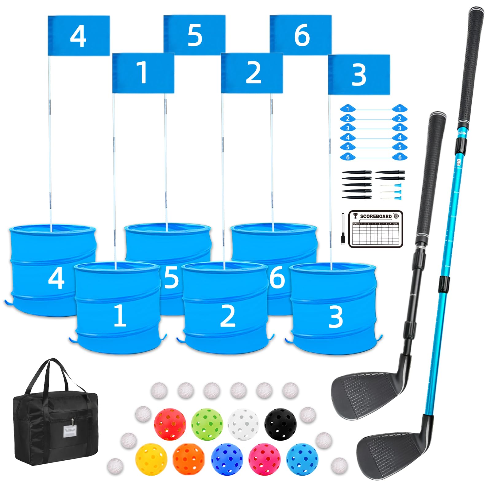 JIIFO Golf Game with two upgraded clubs for quick backyard setup.