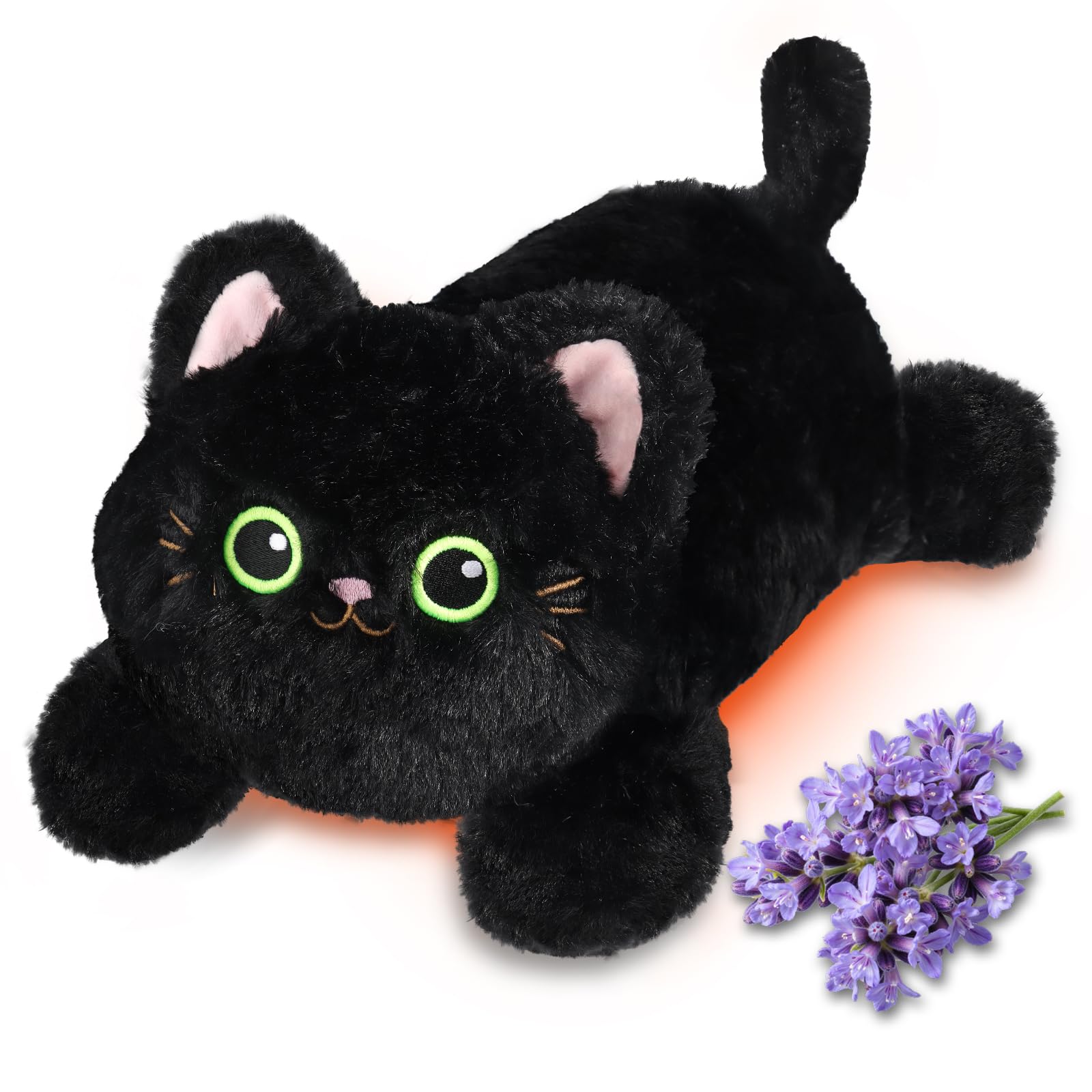 JILPAK Microwave Heating Pad Cat Plush in black provides quick comforting warmth.