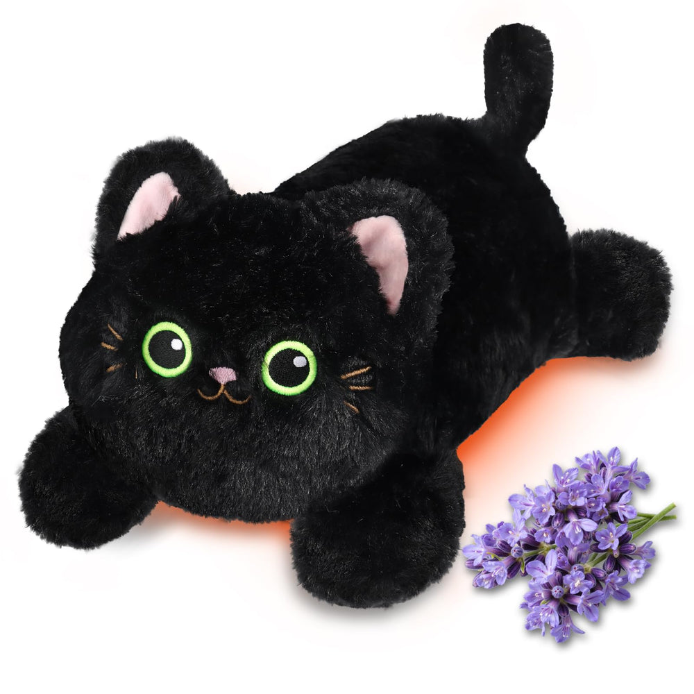 JILPAK Microwave Heating Pad Cat Plush in black provides quick comforting warmth.