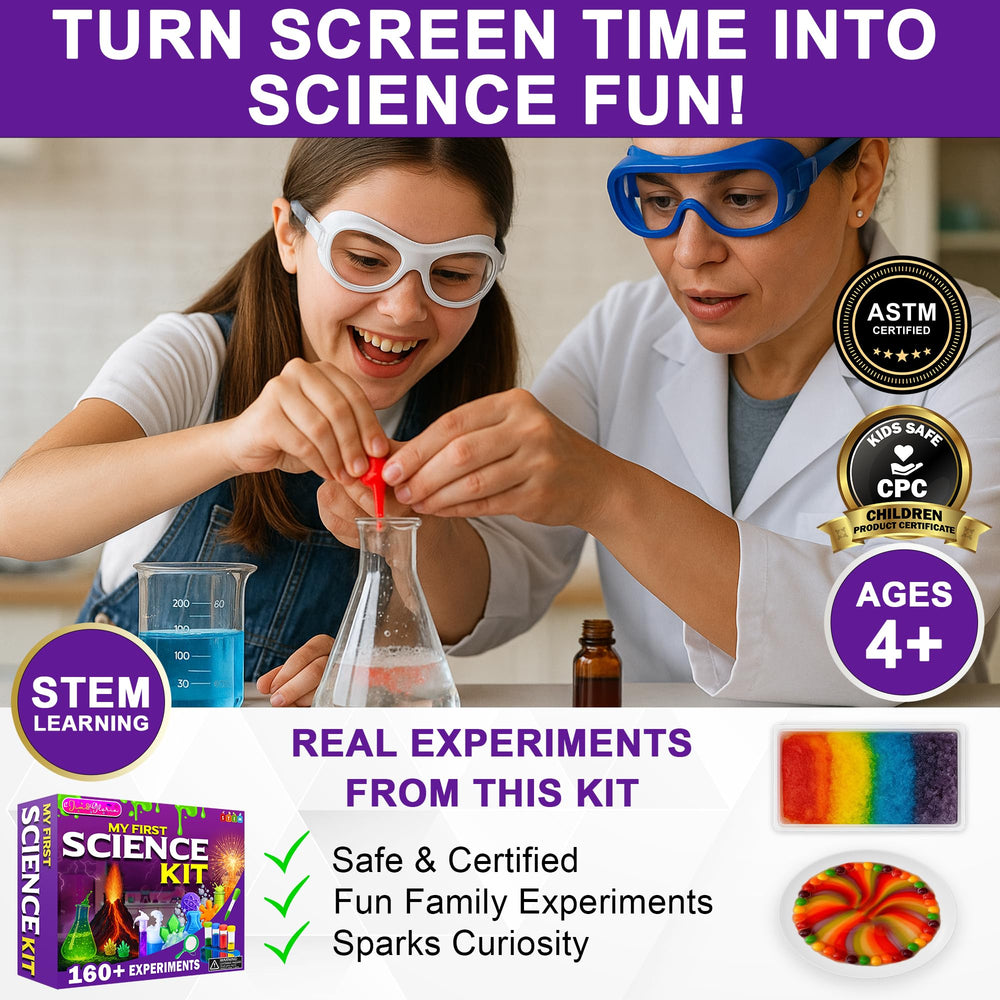 Jim&Gloria volcano project experiment highlights engaging chemistry for safe at-home science lessons.