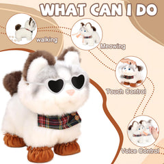 Jimate cat meows and tail wag for responsive pretend pet care.