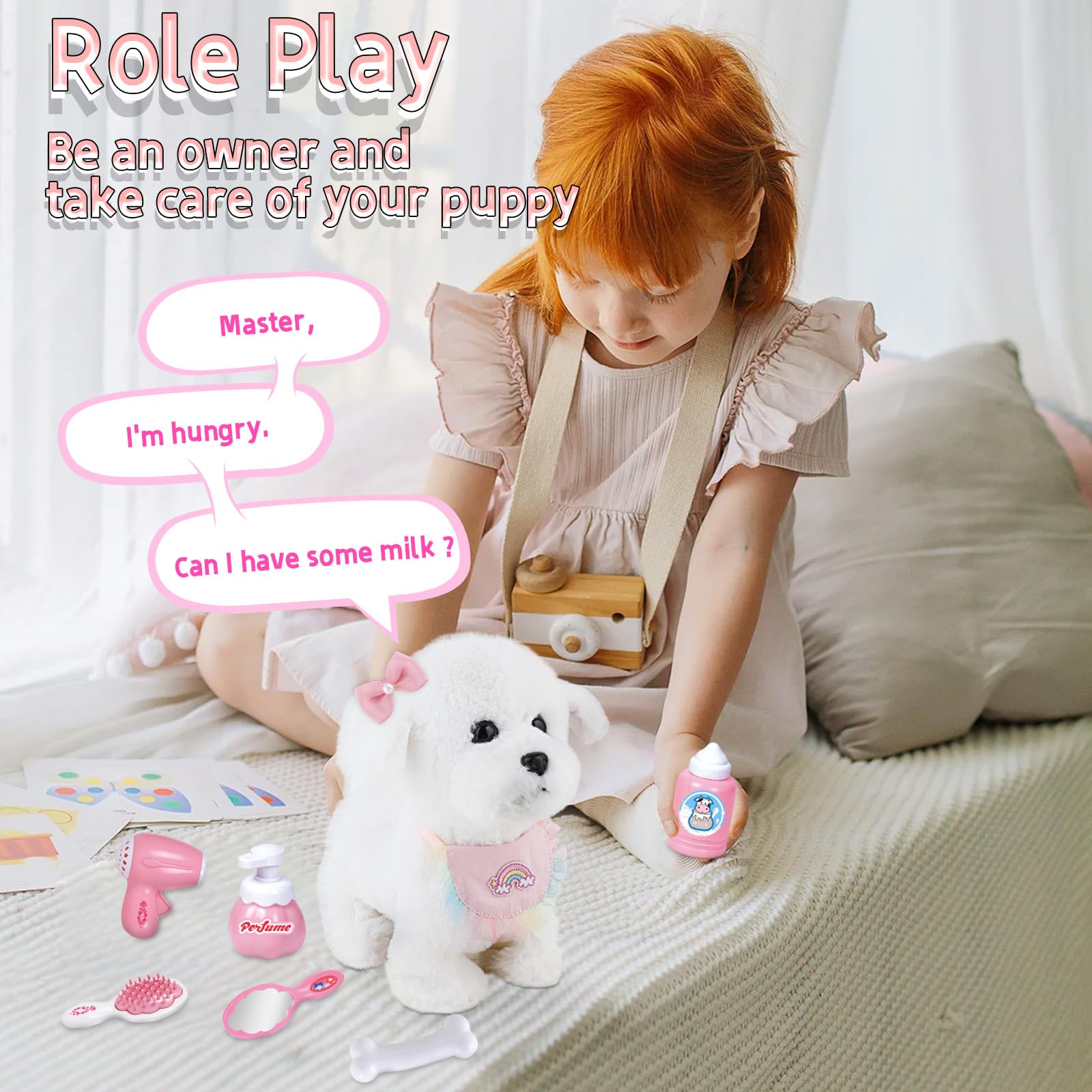 Jimate puppy accessories-set encourages imaginative pet care play