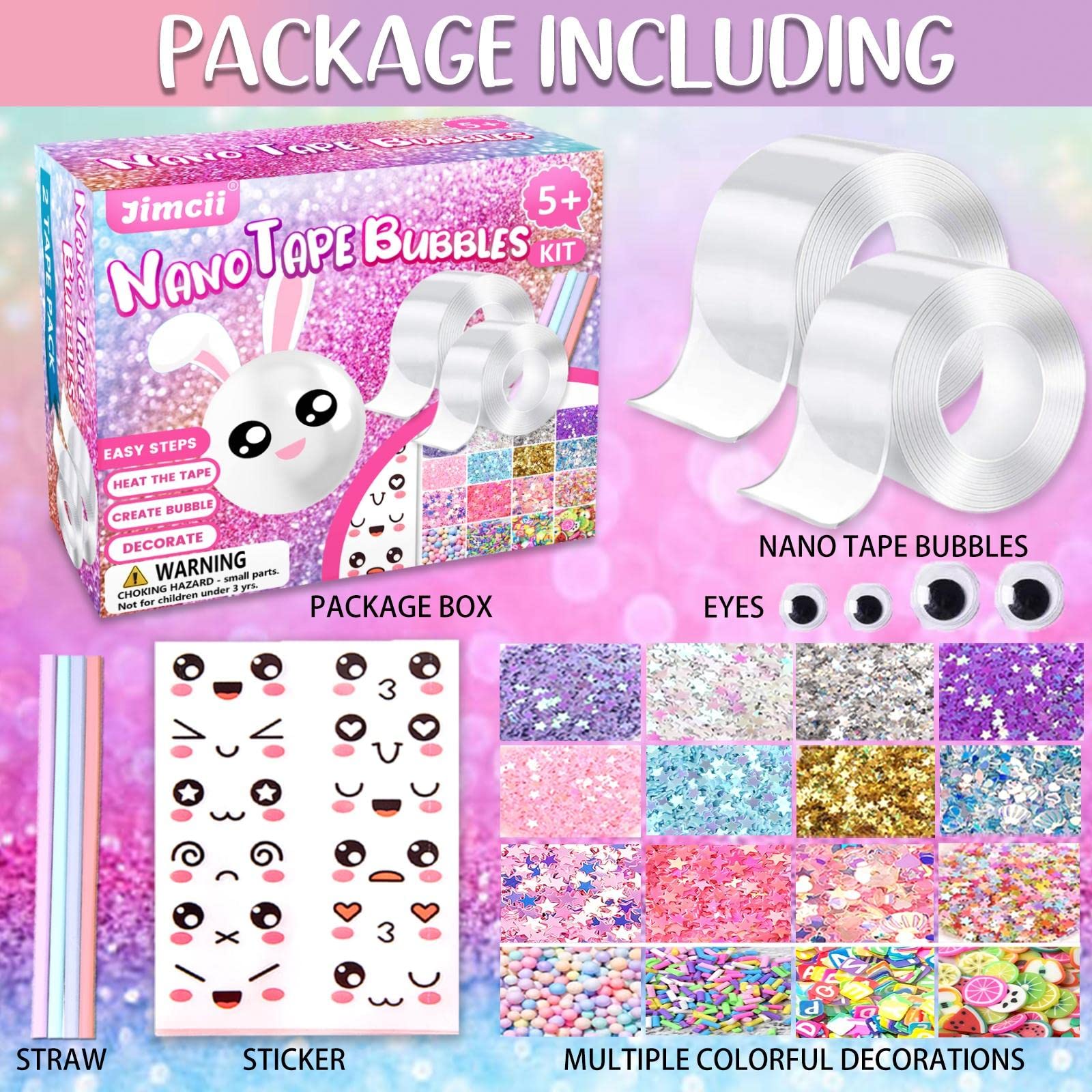 Jimcii Nano Tape Bubble Kit materials highlight non toxic safety for family fun