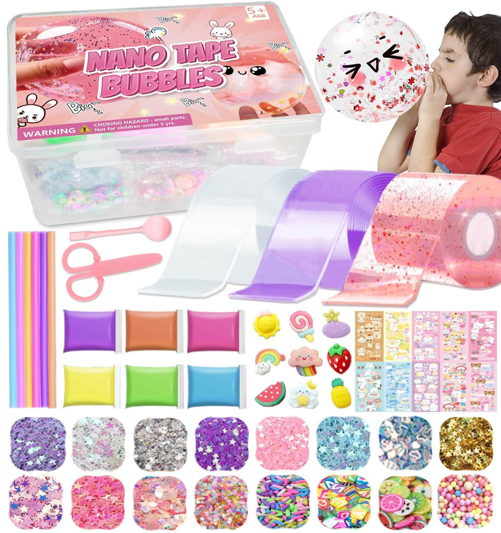 Jimcii Nano Tape Bubble Kit packaging showcases kid-friendly setup for quick play.