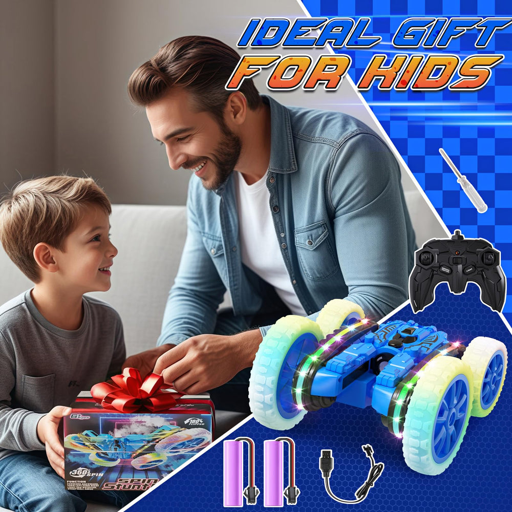 Jimdella remote-controlled car showing 60-minute runtime and dual motors