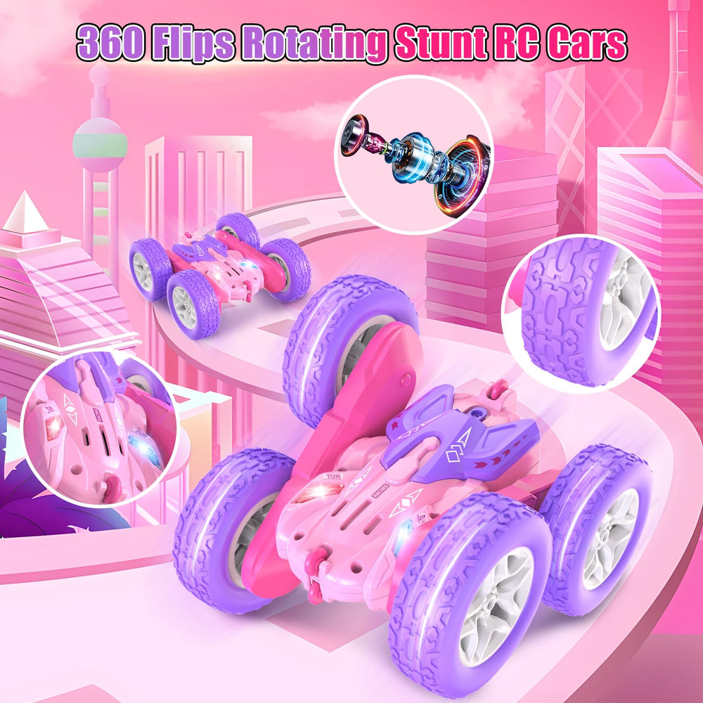 Jimdella RC stunt car twin batteries extend playtime.