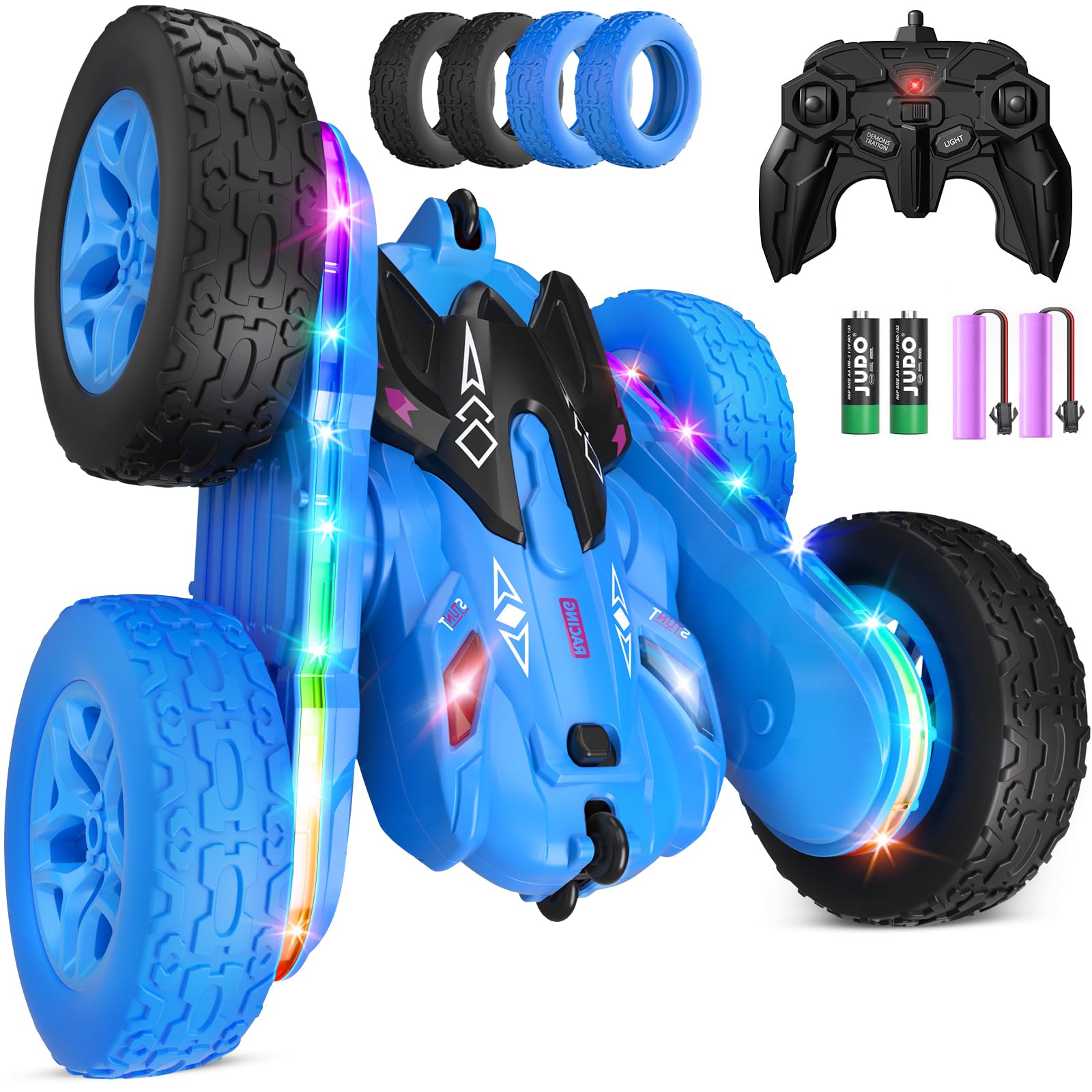 Jimdella remote control car with side light strip for vibrant night driving.