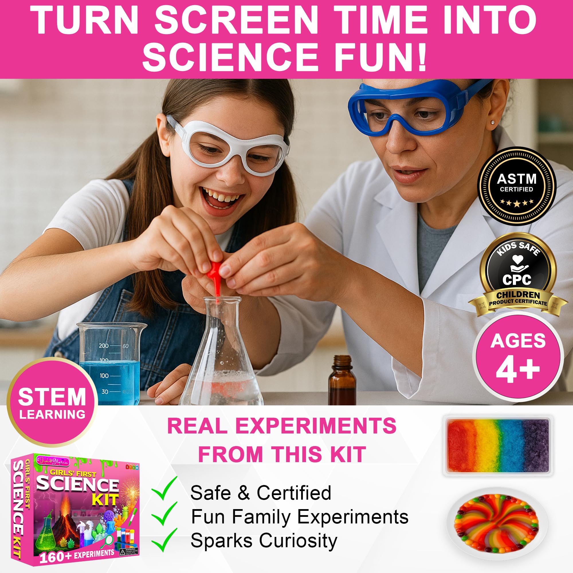 Jim&Gloria science kit child at work with guided projects for young learners