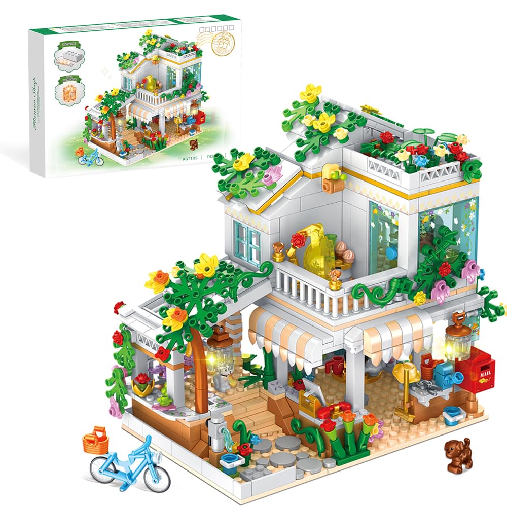 JIMUJIA Flower Shop building blocks offer creative play with 742 pieces.