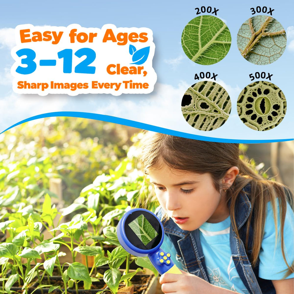JIMZOO Kids Microscope side view highlighting lightweight, kid-friendly grip