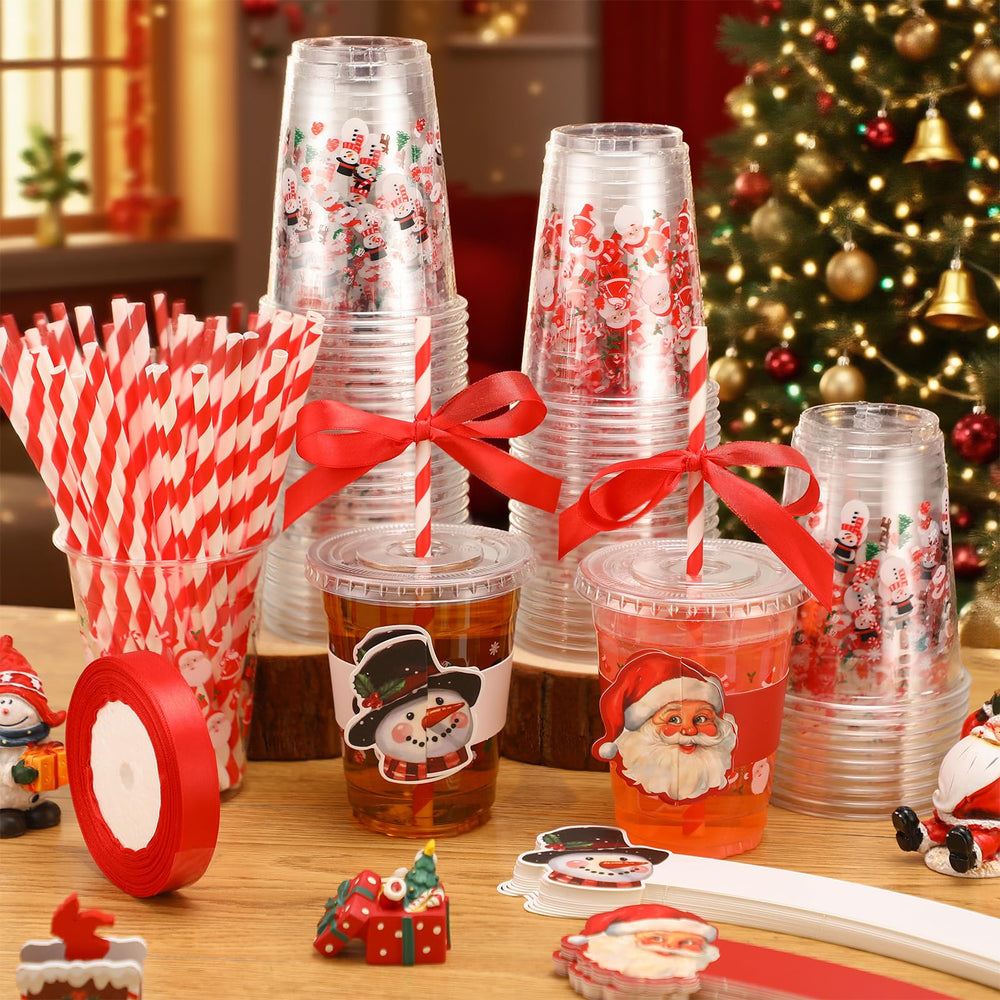 Jingmore clear cups with lids 12oz for mess-free serving