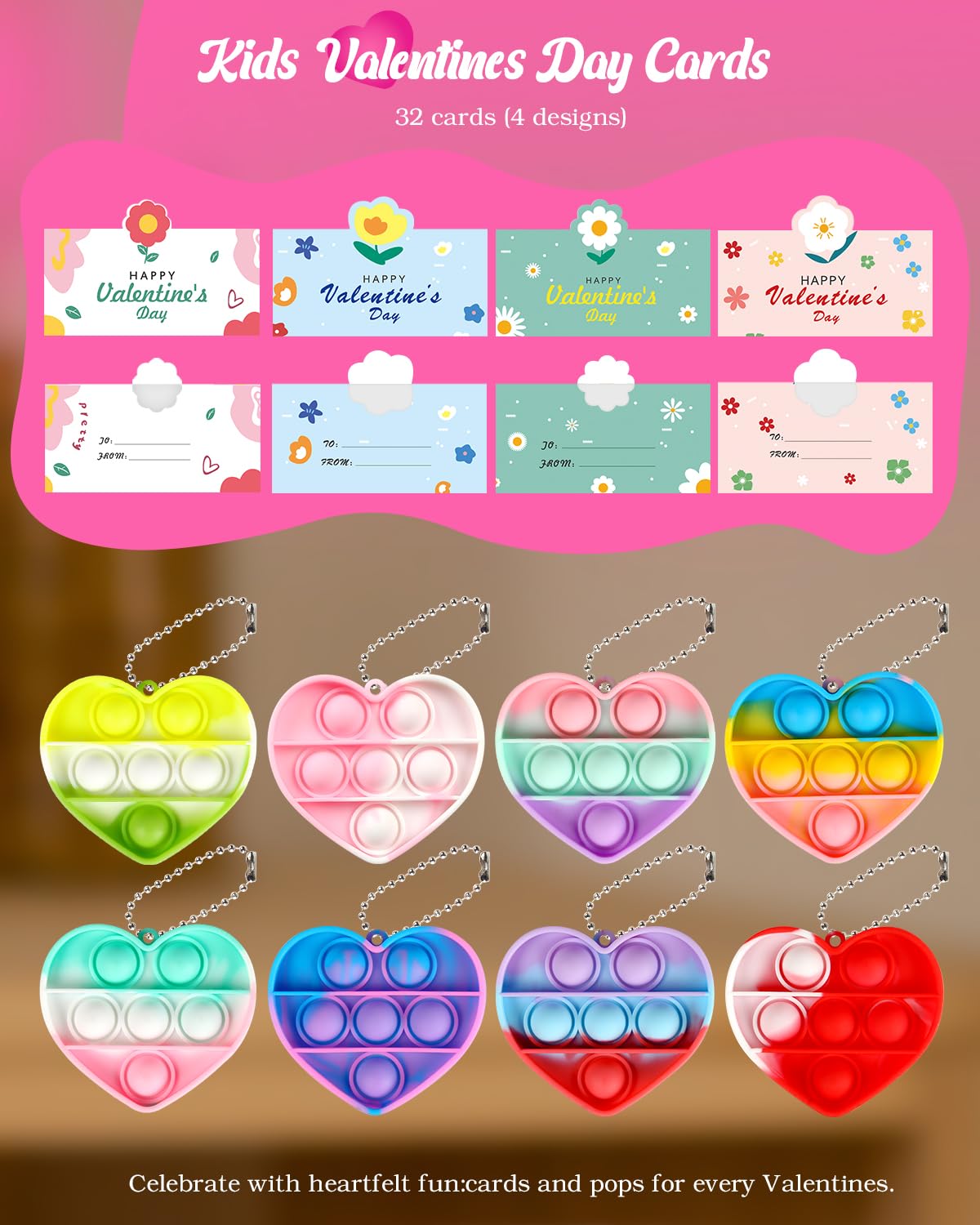 Jinsome valentine card and toy set for classroom celebrations.