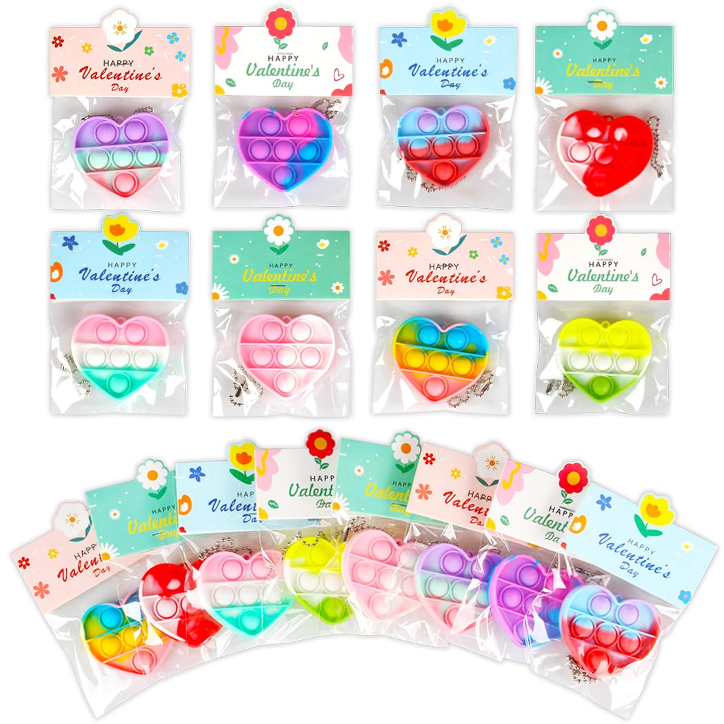 Jinsome valentine heart pop toy pack, colorful and great for classroom gifts.