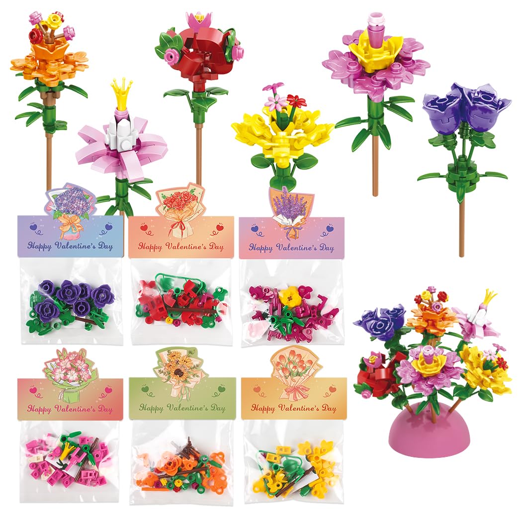 Jinsome Valentine’s flower bouquet pack with vibrant blocks for classroom gifting.