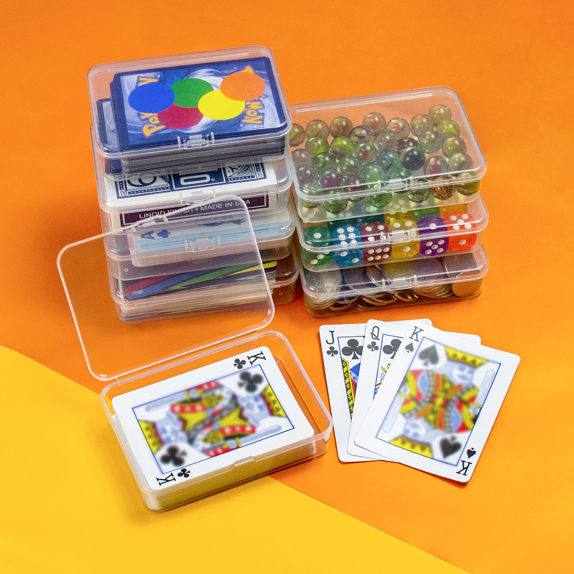 JINUPHION 8-pack playing card case in clear box keeps cards organized.