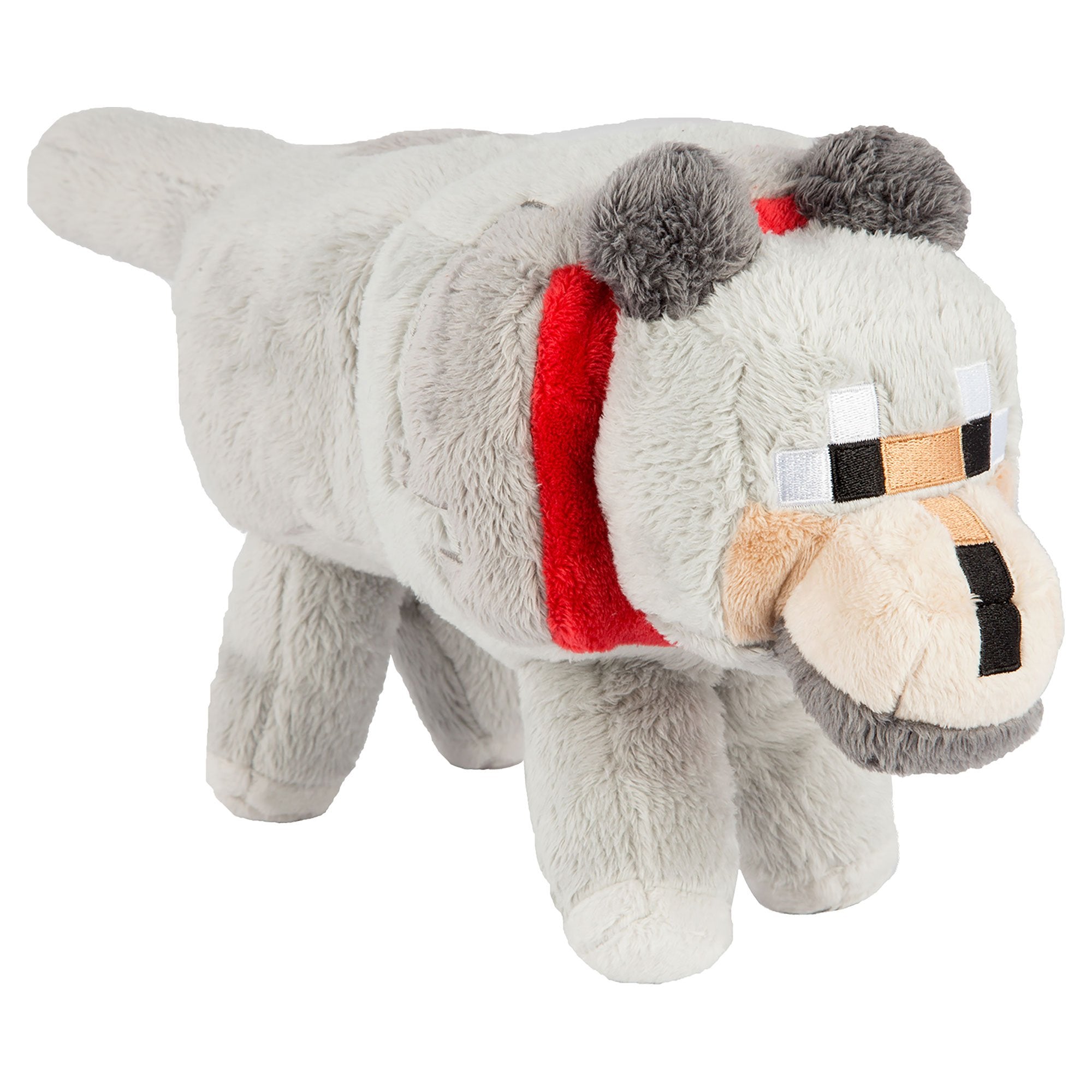 JINX Minecraft Wolf Plush 15-inch front view, soft cuddle companion for fans.