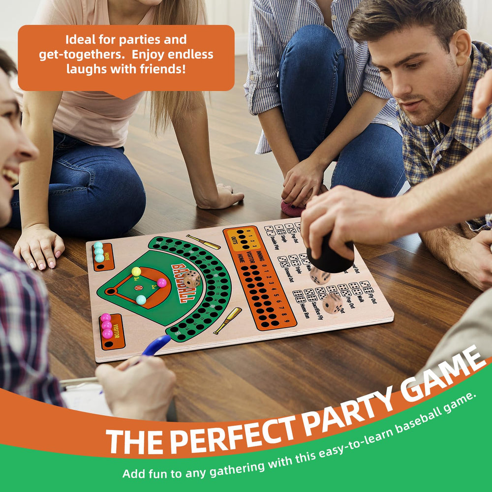 Jioustoy baseball board game's colorful design enhances tabletop appeal.