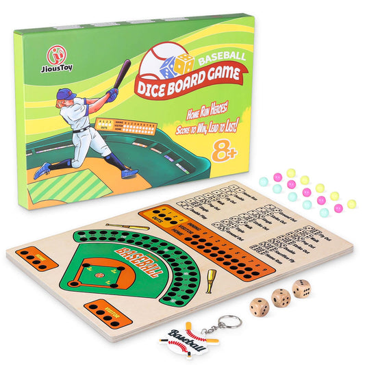 Jioustoy Baseball Board Game with wooden dice for family play.