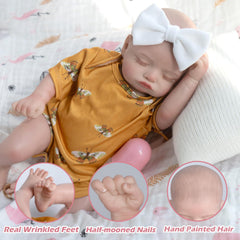 Jirachi reborn doll hand-rooted-eyelashes closeup highlights lifelike detail