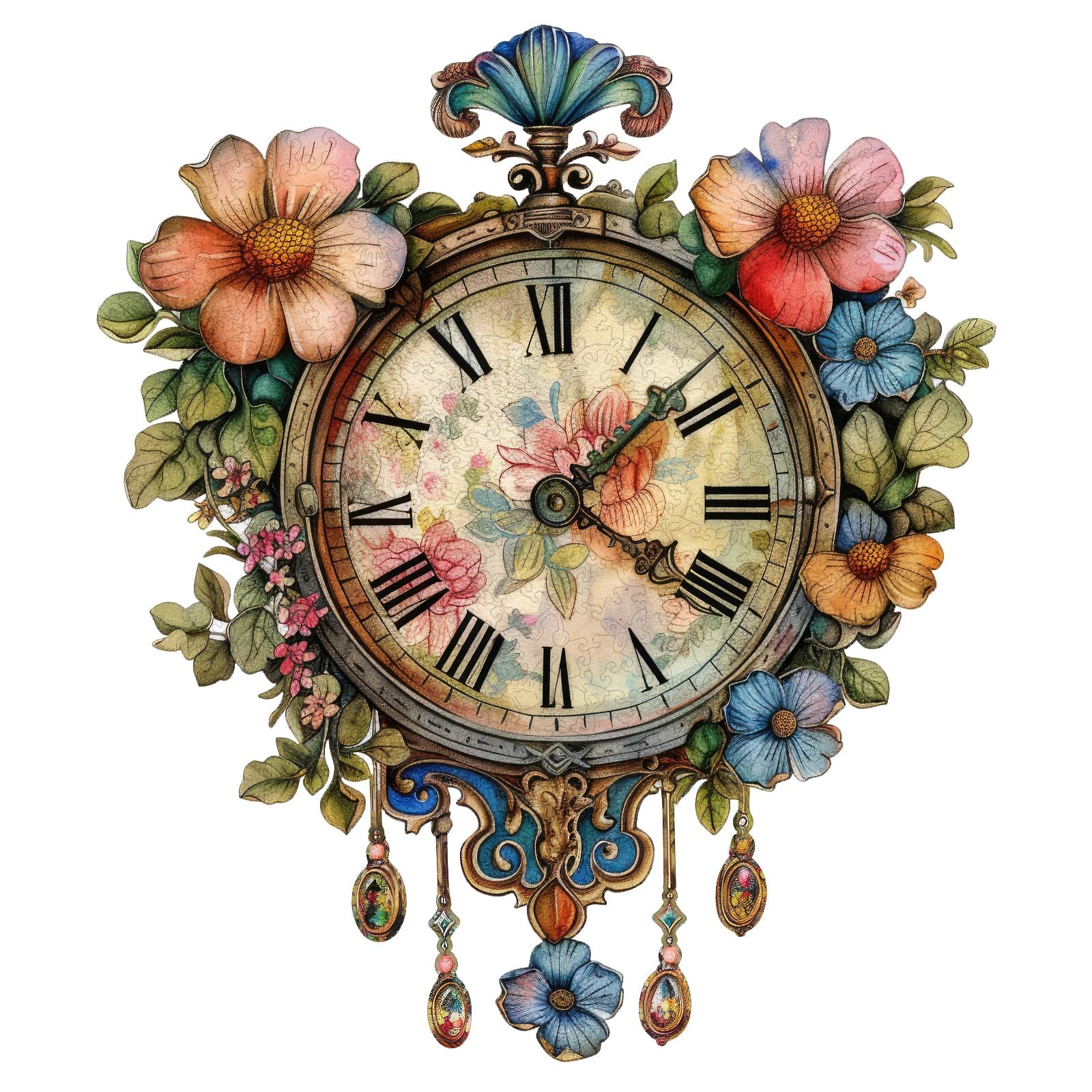 jiroinlly flower clock puzzle cover, vintage centerpiece for cozy spaces.