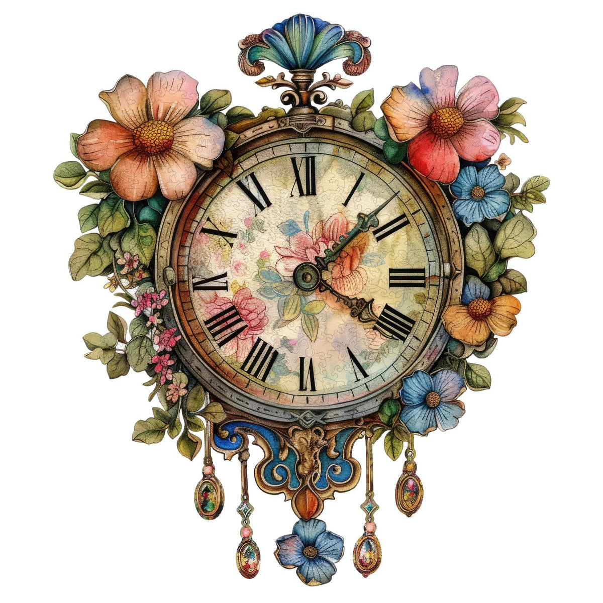 jiroinlly flower clock puzzle cover, vintage centerpiece for cozy spaces.
