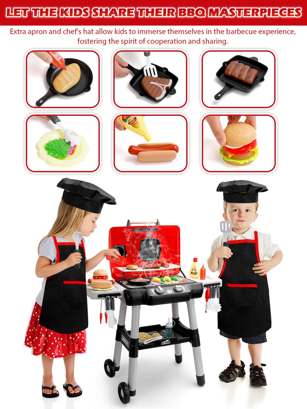Jisejima wheeled stand - easy repositioning during pretend BBQ adventures.