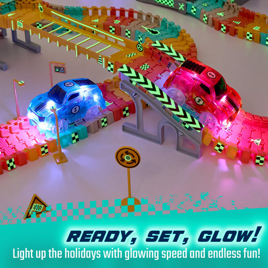 JitteryGit LED neon racers glow vividly for visibility on dark tracks